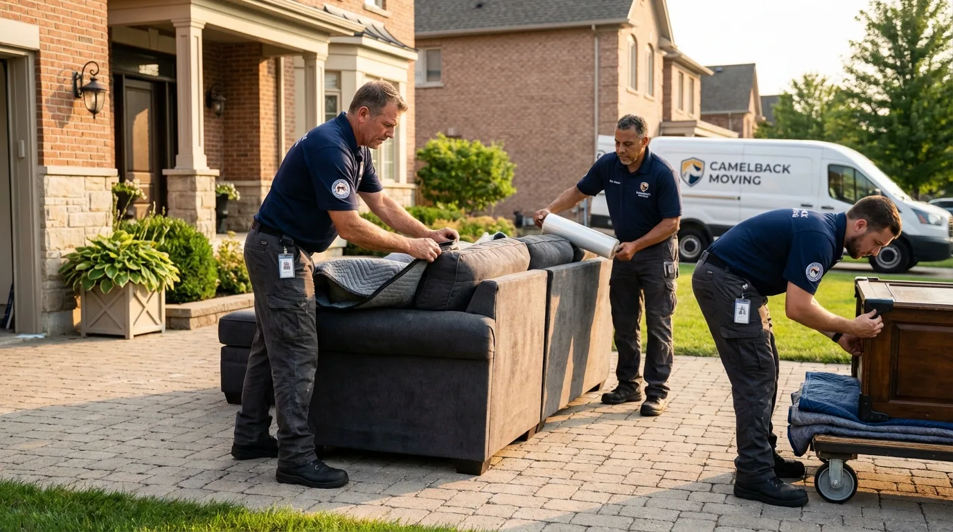 Large estate moving crew wrapping furniture in Emmett, ID