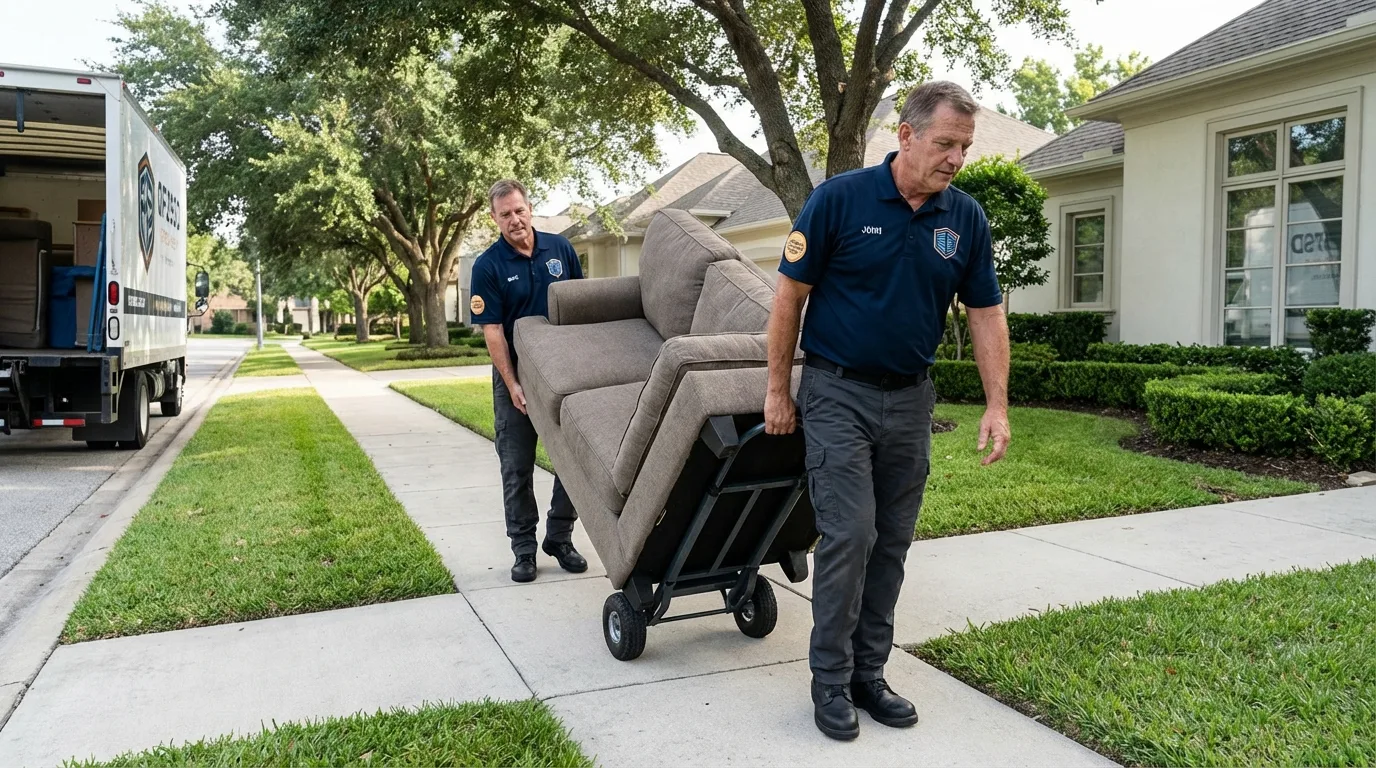 Local residential moving crew loading furniture in Emmett, ID